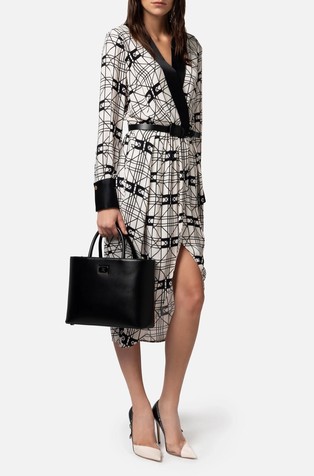 Midi haljina na preklop od žoržeta od viskoze