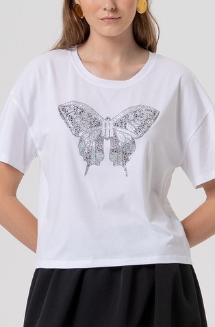 Oversized fit majica  s aplikacijom od ukrasnih kamenčića
