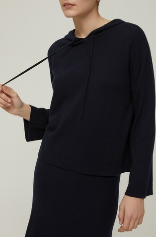 Pleten pulover od mješavine vune s kapuljačom