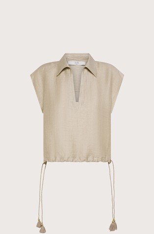 Bluza kratkih rukava od mješavine lana