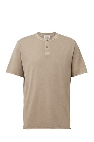 Regular fit pamučna majica s henley ovratnikom