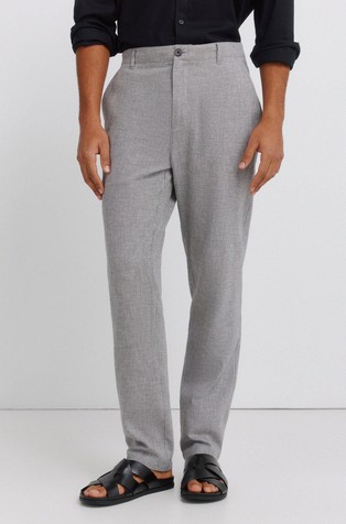 Dobby cotton and linen comfort slim fit trousers