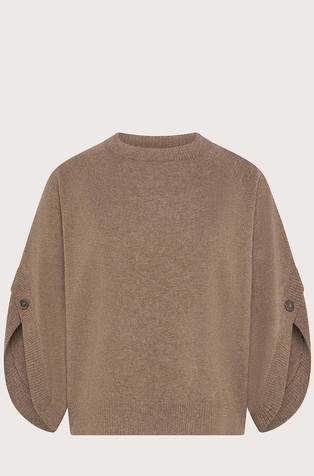 Wool and cashmere sweater with 3/4 sleeves