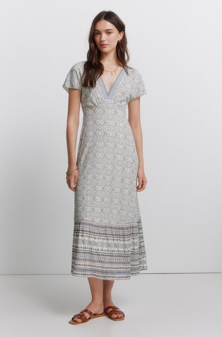 Border print midi dress