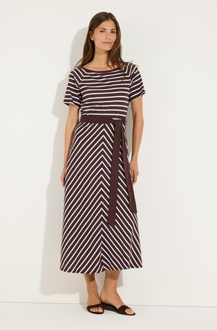 Striped jersey dress with belt