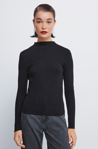 Majica dugih rukava s ukrasnim kamenčićima