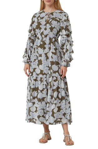 Duga haljina s uzorkom i volanima