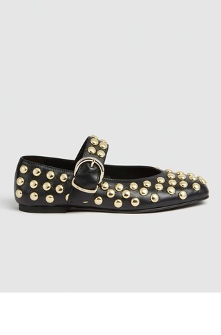 Leather ballerina with studs