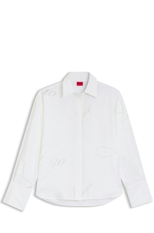 Oversized-fit blouse with logo print