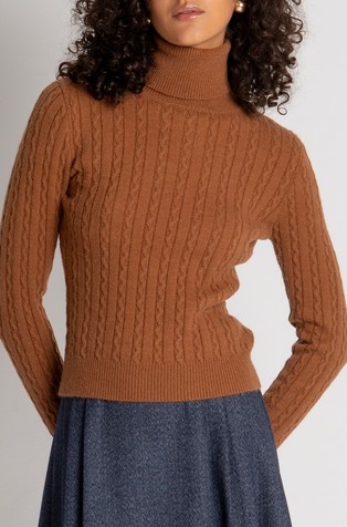 Slim fit pletena dolčevita s uzorkom lanca