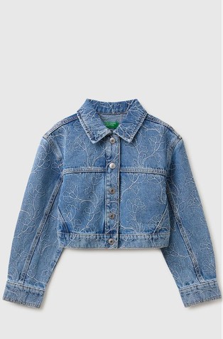 Embroidered denim cropp jacket