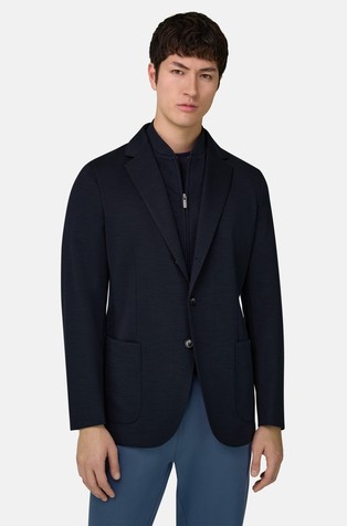 Wool Blend Sweatshirt Jacket With Detachable Inner Collar