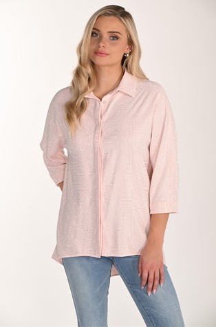 Relaxed fit shirt with rhinestones