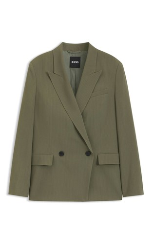 Regular-fit blazer in pinstripe stretch crepe