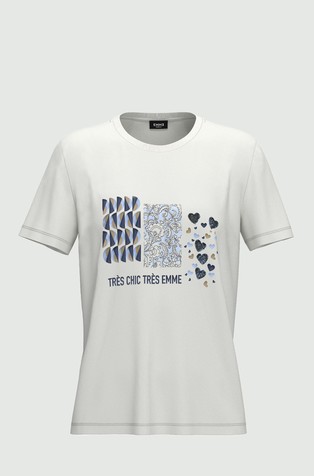 Jersey T-shirt with print and sequins