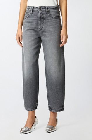Barrel fit jeans hlače s ispranim izgledom