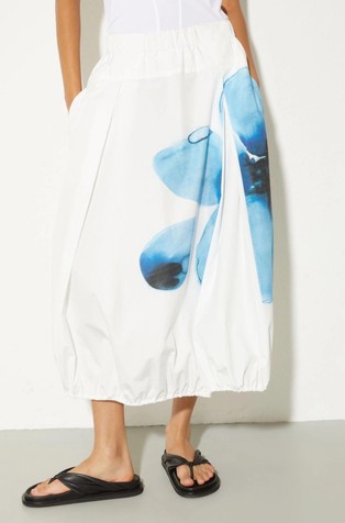 Midi balon suknja od pamučnog popelina