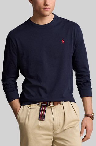 Classic fit pamučna majica dugih rukava