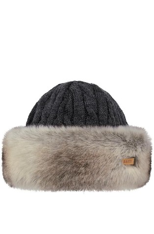 Teksturirano pletena kapa s obrubom od umjetnog krzna