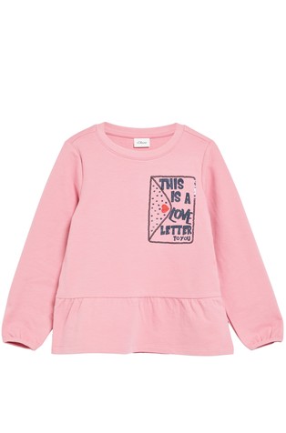 Sweatshirt with glittery artwork and flounce