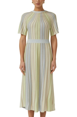 Pletena haljina s prugastim uzorkom i svjetlucavim vlaknima