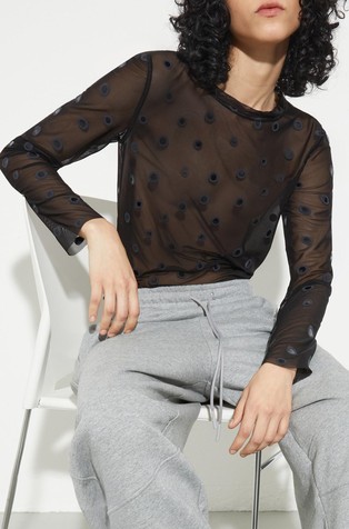 Polka-dot tulle-jersey T-shirt