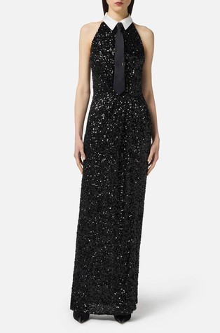 Večernja haljina sa šljokicama i detaljem kravate