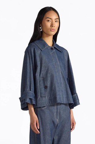 Short cotton-blend shirt jacket