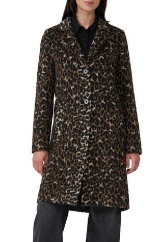 Wool blend coat with leo pattern