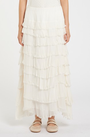 Monochrome long flounced skirt