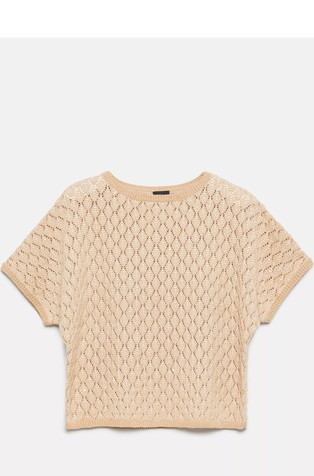 Relaxed fit short sleeved openwork jumper