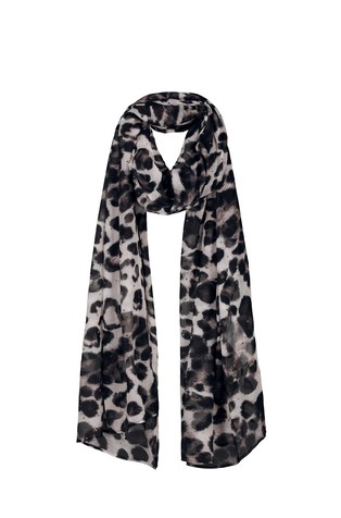 Viscose scarf with leopard print and rhinestones