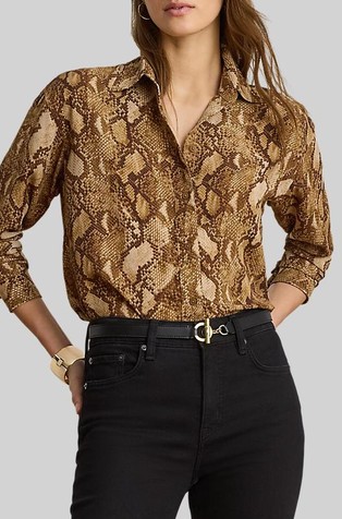 Relaxed fit Snakeskin-print Georgette Shirt