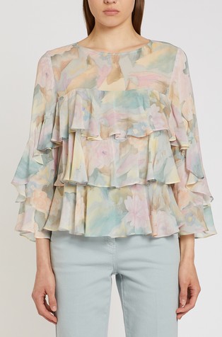 Ruffled viscose blouse