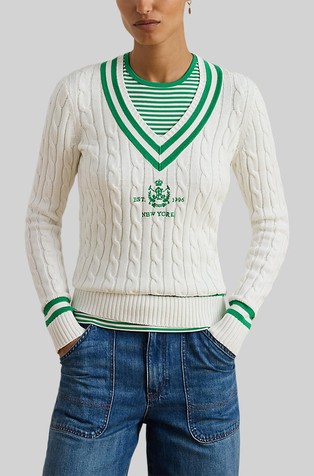 Pleten pulover s kontrastnim detaljima