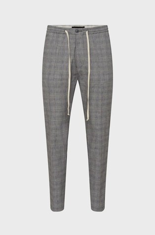 Cotton blend trousers with drawstring waist