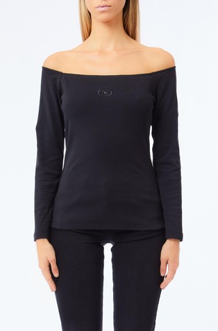 Majica od rastezljivog pamučnog jerseya s otkrivenim ramenima