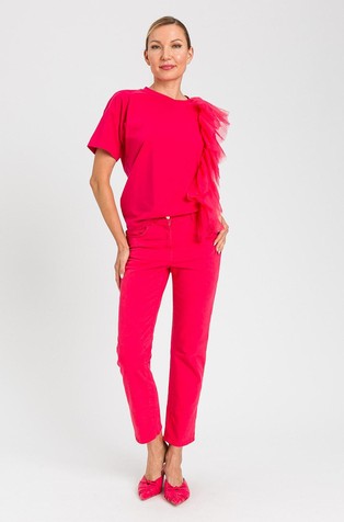 Pamučna majica kratkih rukava s umetkom od tila