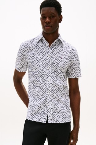 Košulja kratkih rukava od pamuka i lana s uzorkom