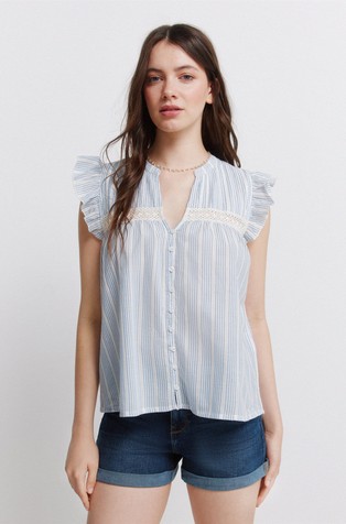 Cotton blouse with ruffles
