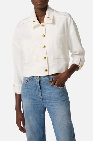 Kratka košulja-jakna od gabardena s ukrasnim gumbima