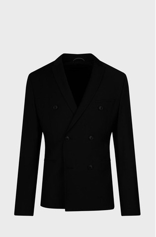 Skinny fit sako od mješavine vune s dvorednim kopčanjem