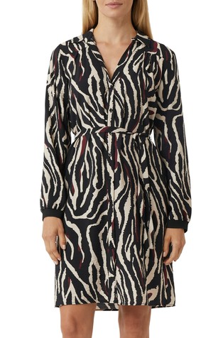 Kratka košulja-haljina s trakom za vezanje i životinjskim uzorkom