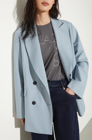 Sako od mješavine vune s dvorednim kopčanjem