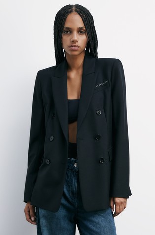 Essential sako od mješavine vune s dvorednim kopčanjem