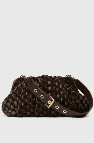 Unstructured woven velvet clutch