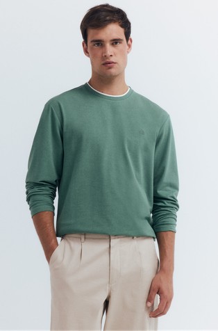 Melirana majica dugih rukava s dvostrukim ovratnikom