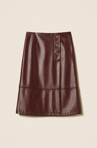 Suknja od umjetne kože s ukrasnim gumbima