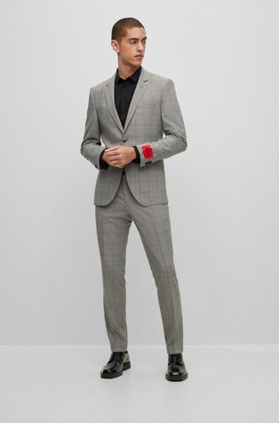 Extra-slim-fit karirano odijelo od rastezljive mješavine vune