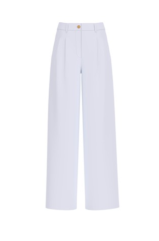 Pleated wide-leg crepon pants